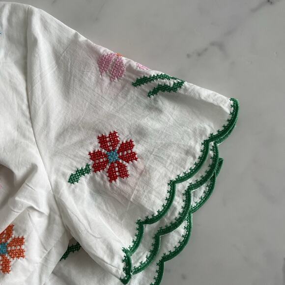 J. Marie The Tessie Embroidered blouse Sz small Peplum Cottage Core artsy top - Picture 6 of 10